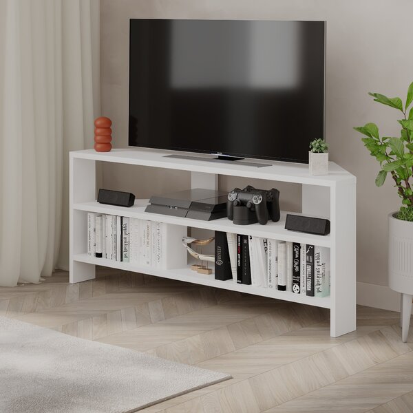 Rohový TV stolek Houseland Thales bílý