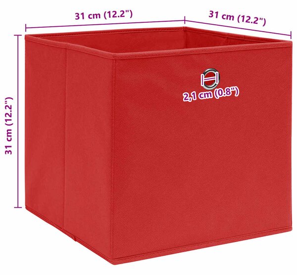 Úložné boxy 10 ks červené 32 x 32 x 32 cm textil 288363