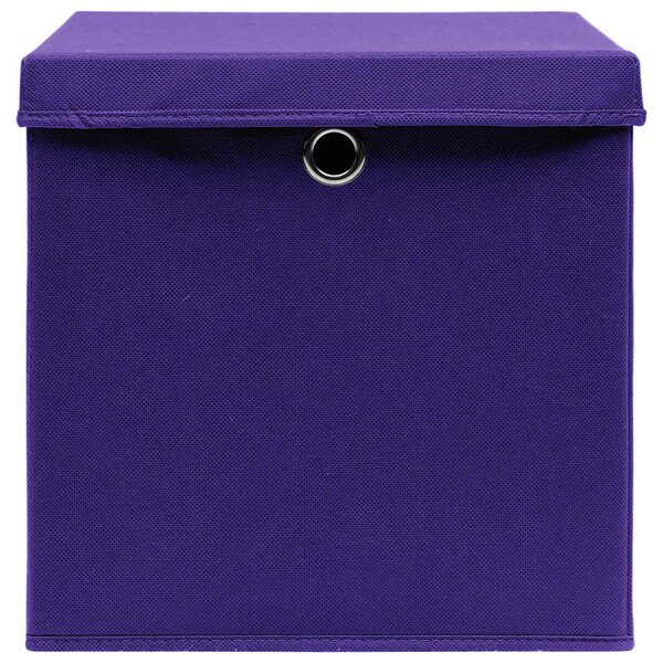 Úložné boxy s víky 4 ks fialové 32 x 32 x 32 cm textil 288354