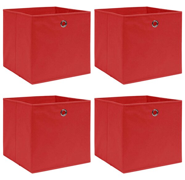 Úložné boxy 4 ks červené 32 x 32 x 32 cm textil 288361