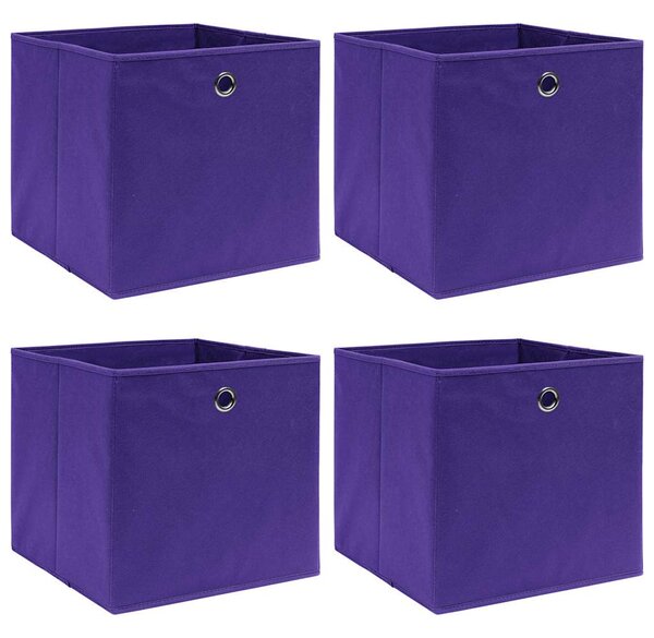 Úložné boxy 4 ks fialové 32 x 32 x 32 cm textil 288353