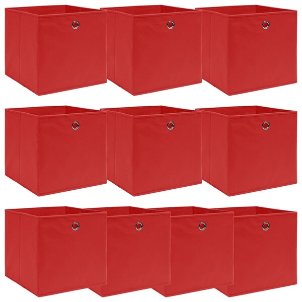 Úložné boxy 10 ks červené 32 x 32 x 32 cm textil 288363