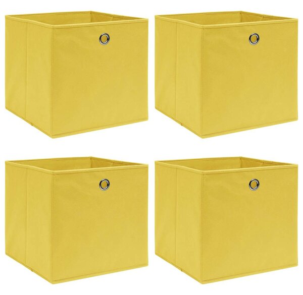 Úložné boxy 4 ks žluté 32 x 32 x 32 cm textil 288365