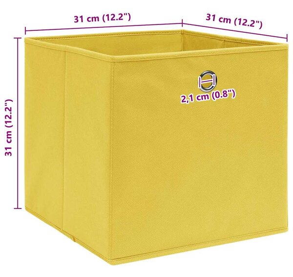 Úložné boxy 10 ks žluté 32 x 32 x 32 cm textil 288367