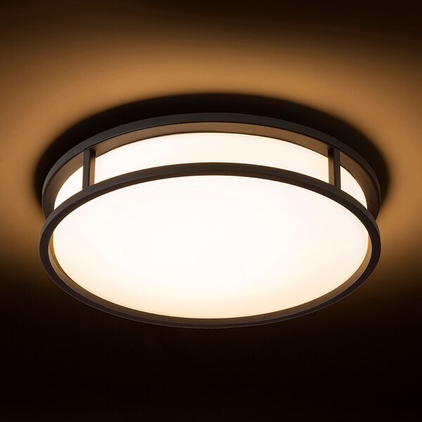 Koupelnové stropní LED svítidlo GRANDE LED 35, opálové sklo/černá, 24 W, teplá bílá 3000 K, IP44