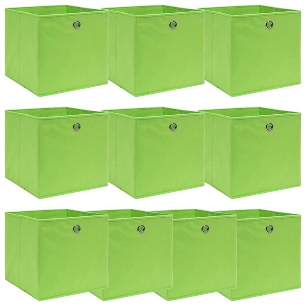 Úložné boxy 10 ks zelené 32 x 32 x 32 cm textil 288371