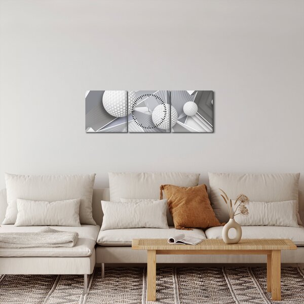 Geometrický abstraktní obraz (s hodinami) (90x30 cm)