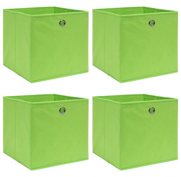 Úložné boxy 4 ks zelené 32 x 32 x 32 cm textil 288369