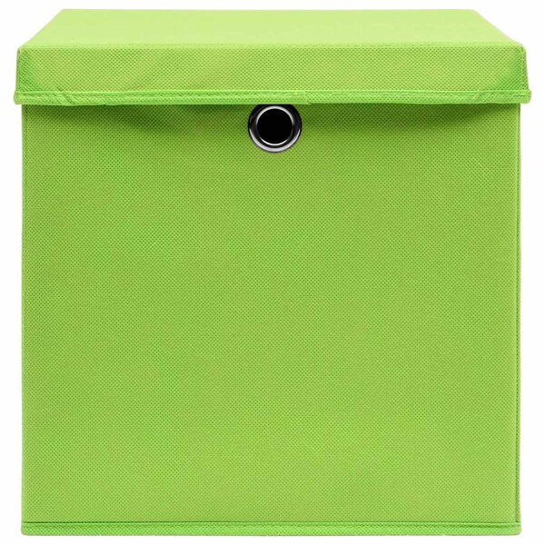 Úložné boxy s víky 4 ks zelené 32 x 32 x 32 cm textil 288370