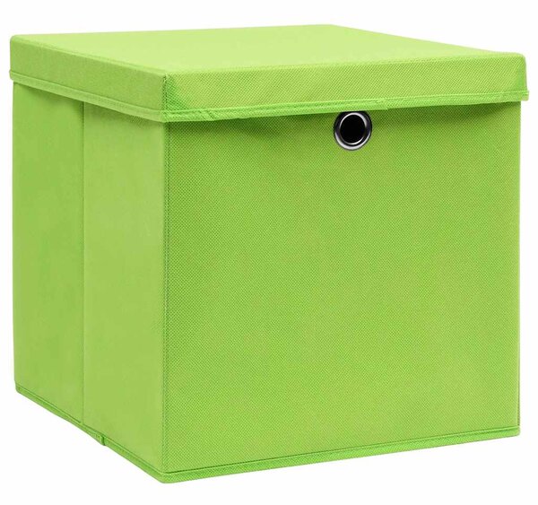 Úložné boxy s víky 4 ks zelené 32 x 32 x 32 cm textil 288370