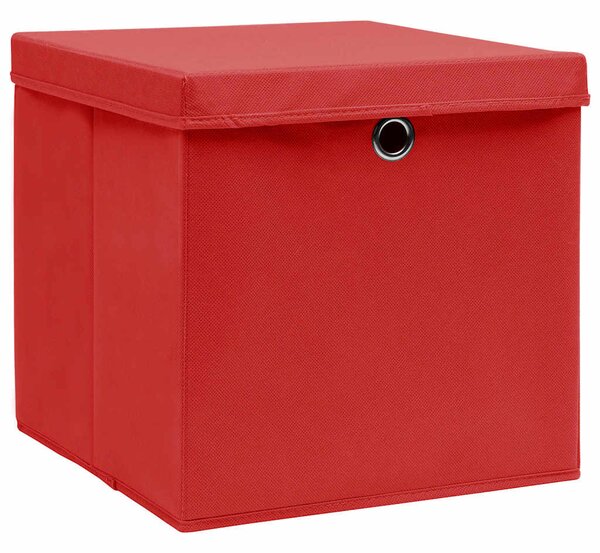 Úložné boxy s víky 4 ks červené 32 x 32 x 32 cm textil 288362