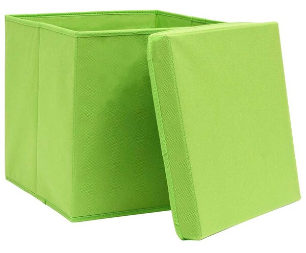 Úložné boxy s víky 4 ks zelené 32 x 32 x 32 cm textil 288370