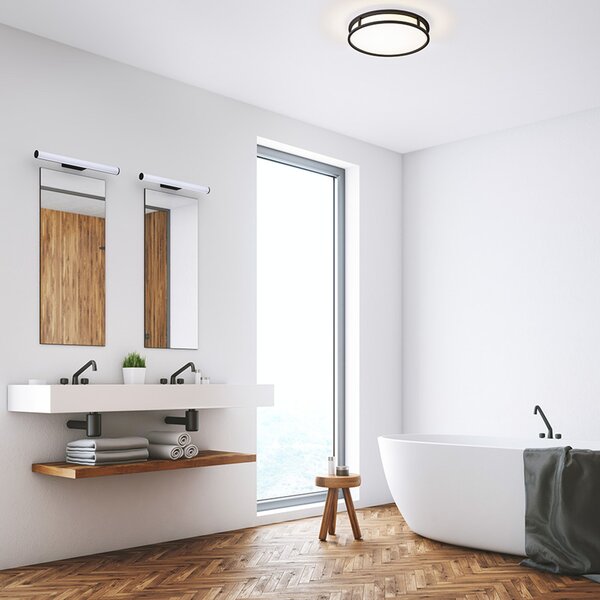 Koupelnové stropní LED svítidlo GRANDE LED 35, opálové sklo/černá, 24 W, teplá bílá 3000 K, IP44