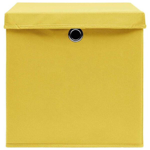 Úložné boxy s víky 4 ks žluté 32 x 32 x 32 cm textil 288366