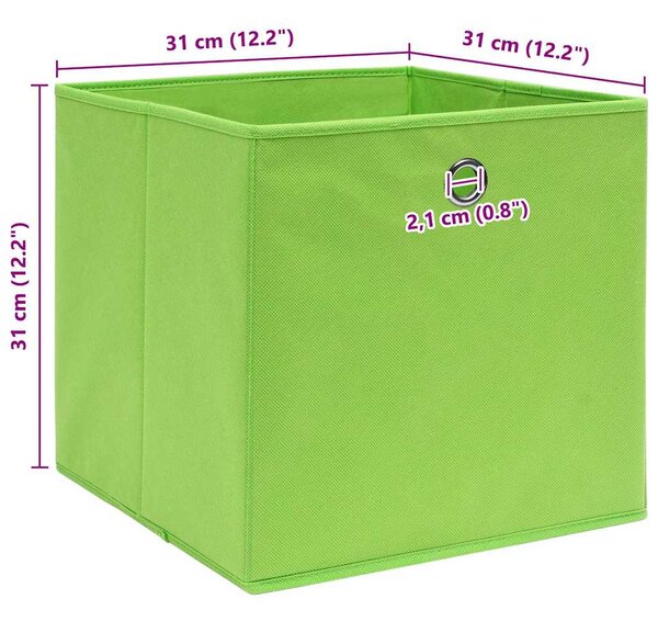 Úložné boxy 10 ks zelené 32 x 32 x 32 cm textil 288371