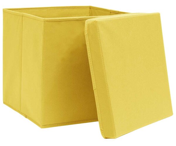Úložné boxy s víky 4 ks žluté 32 x 32 x 32 cm textil 288366