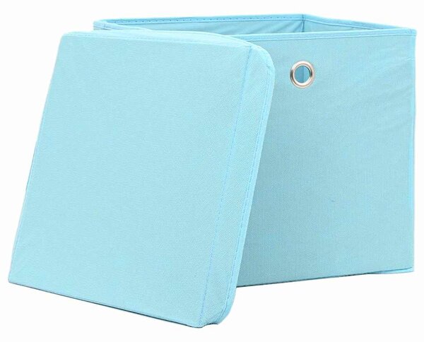 Úložné boxy s víky 4 ks bledě modré 32 x 32 x 32 cm textil 288374