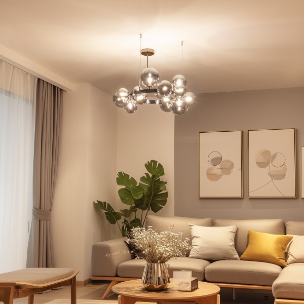 Brilagi - LED Lustr na lanku MILLA 15xG9/3W/230V černý chrom/kouřová