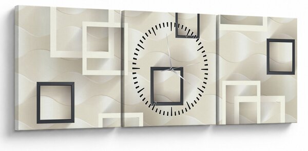 Geometrický abstraktní obraz (s hodinami) (90x30 cm)