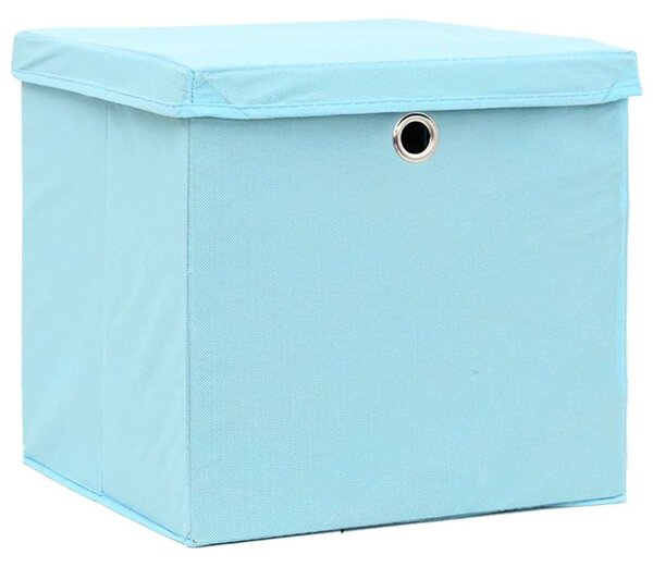 Úložné boxy s víky 4 ks bledě modré 32 x 32 x 32 cm textil 288374