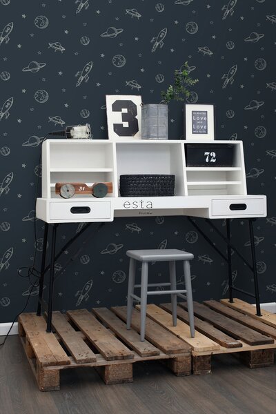 Modrá vliesová tapeta na zeď, Vesmír, 139422, To the Moon and Back, Esta Home