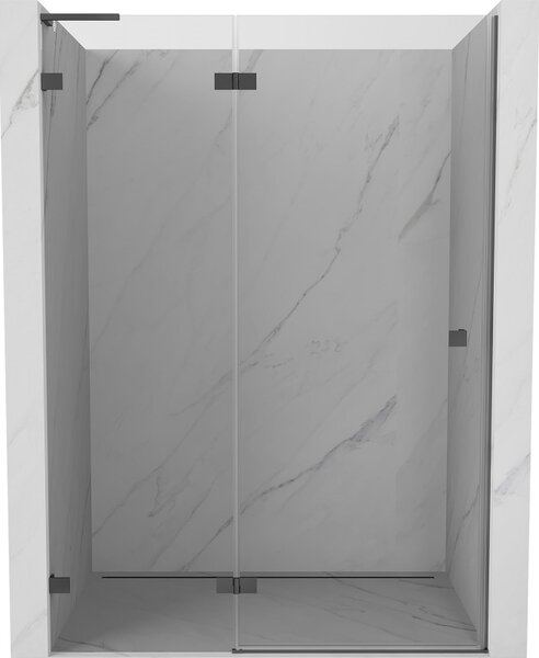 Mexen, Mexen Lunar L Otočné levé sprchové dveře 130 cm, transparentní, pistolový kov - 834L-130-000-95-00-L