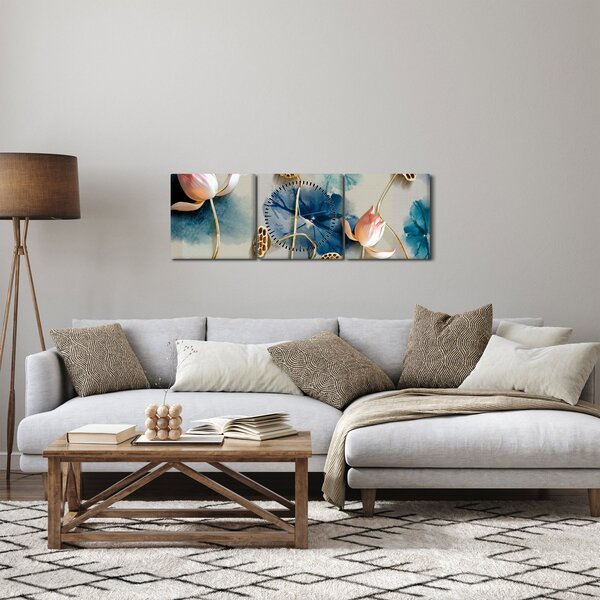 Obraz s květy (s hodinami) (90x30 cm)