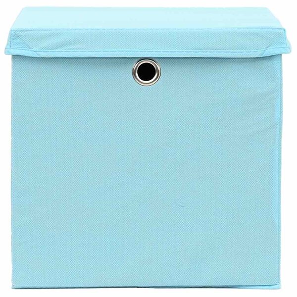 Úložné boxy s víky 4 ks bledě modré 32 x 32 x 32 cm textil 288374