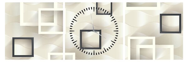 Geometrický abstraktní obraz (s hodinami) (90x30 cm)
