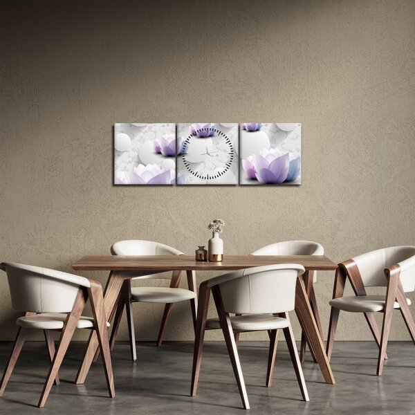 Obraz s květy (s hodinami) (90x30 cm)