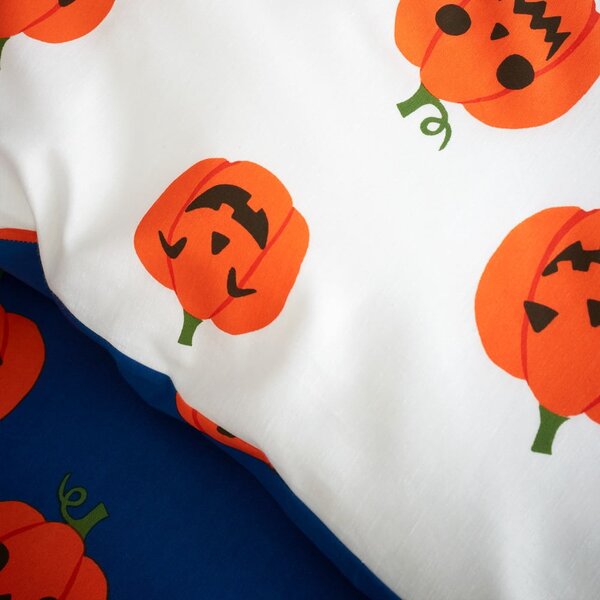 Modré/oranžové povlečení na dvoulůžko 200x200 cm Halloween Pumpkins – Catherine Lansfield