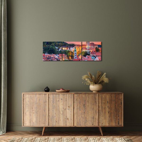 Obraz - Český Krumlov (s hodinami) (90x30 cm)