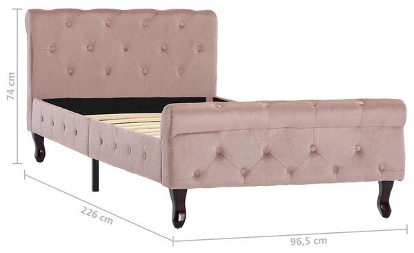 Rám postele růžový samet 90 x 200 cm 288564