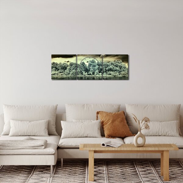 Obraz vodní plochy (s hodinami) (90x30 cm)