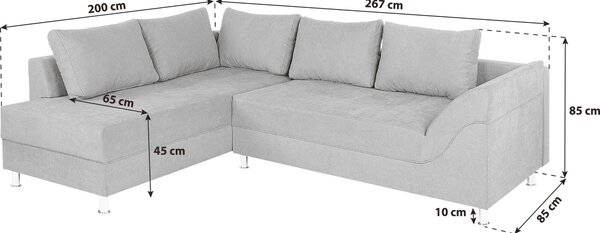 ROHOVÁ SEDAČKA, textil, kompozitní dřevo, šedá P & B - Sedací soupravy, Online Only