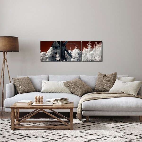 Obraz mlýna (s hodinami) (90x30 cm)