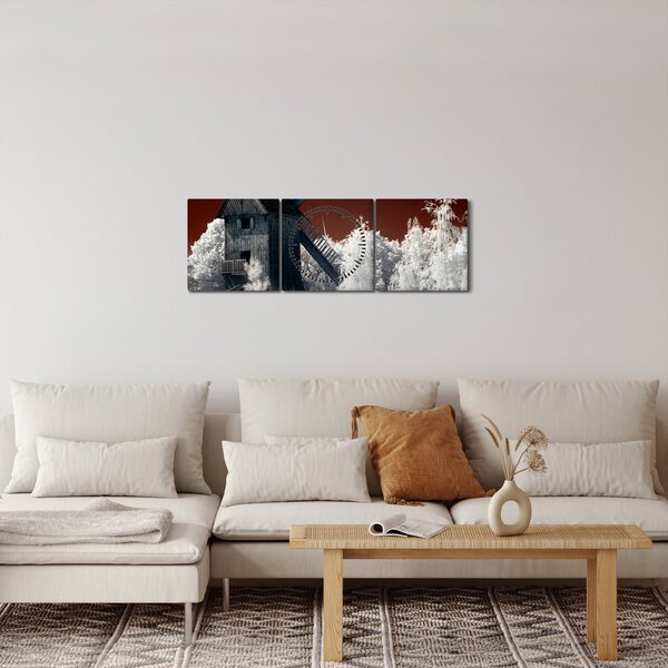 Obraz mlýna (s hodinami) (90x30 cm)
