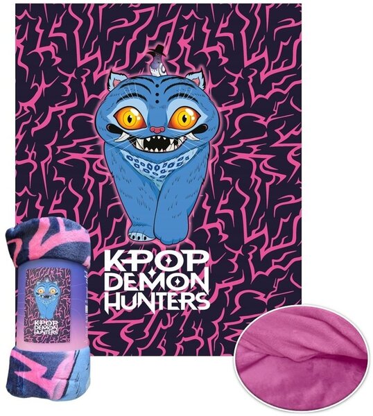 Dětská coral fleece deka KPop Demon Hunters - motiv Derpy Tiger - 130x160 cm