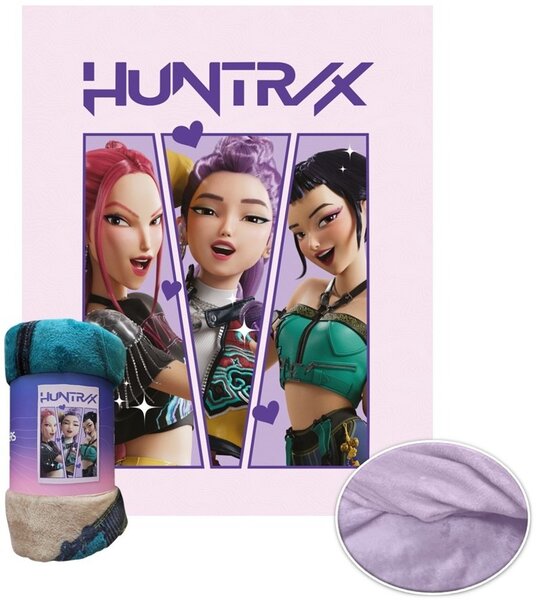 Dětská coral fleece deka KPop Demon Hunters - HUNTR/X - motiv Portraits - 130x160 cm