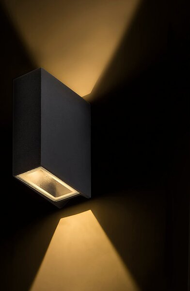 Venkovní nástěnné LED svítidlo UKKO, černé, 2× 3 W, teplá bílá 3000 K, IP54