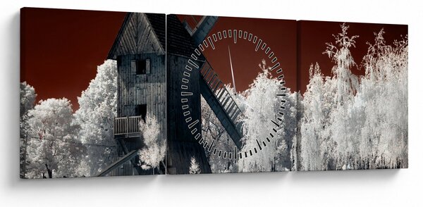 Obraz mlýna (s hodinami) (90x30 cm)