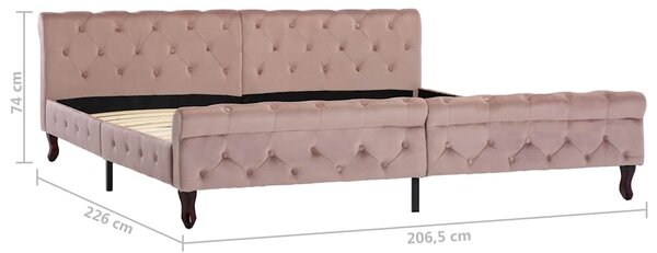 Rám postele růžový samet 200 x 200 cm 288570