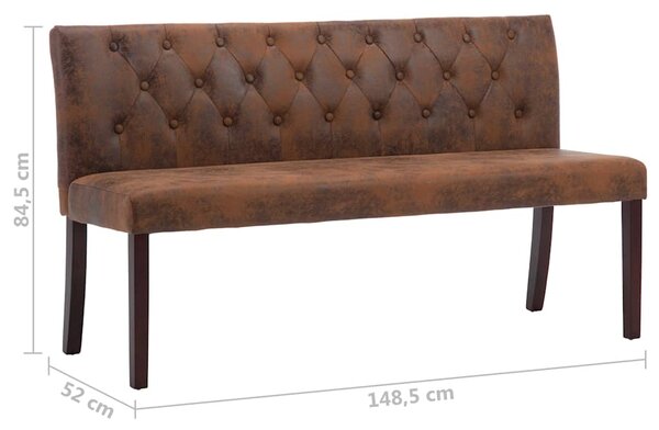 Lavice 148,5 cm hnědá umělá semišová kůže 288571