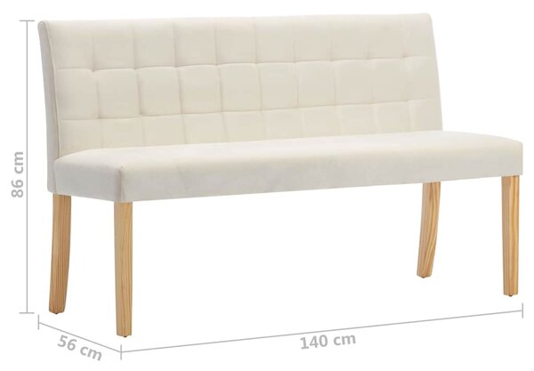 Lavice 140 cm krémová samet 288577