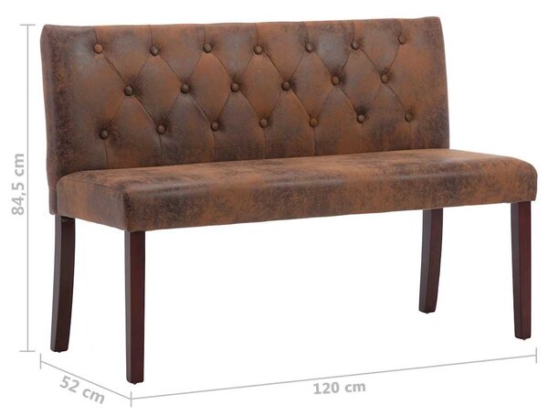 Lavice 120 cm hnědá umělá semišová kůže 288573