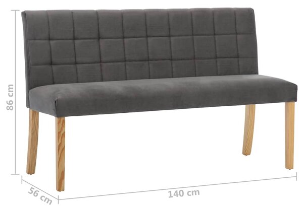 Lavice 140 cm šedá samet 288576