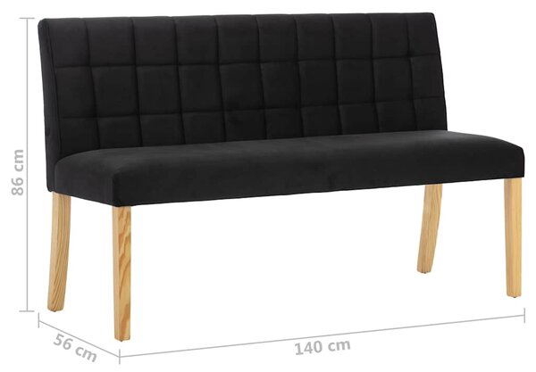 Lavice 140 cm černá samet 288575