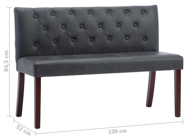 Lavice 120 cm šedá umělá semišová kůže 288574