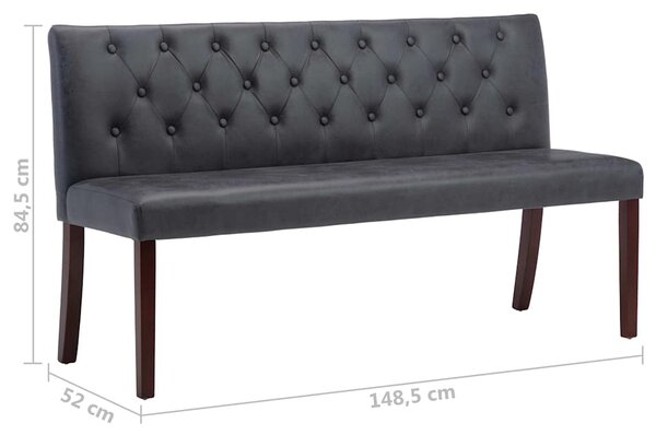 Lavice 148,5 cm šedá umělá semišová kůže 288572