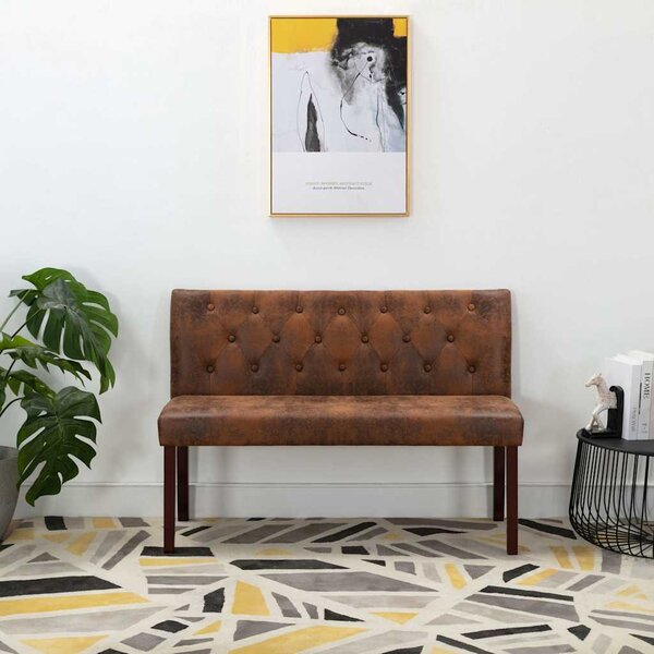 Lavice 120 cm hnědá umělá semišová kůže 288573